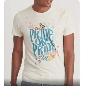 Marine Layer Pride On Pride Graphic Tee Cream Floral Rainbow Summer Medium